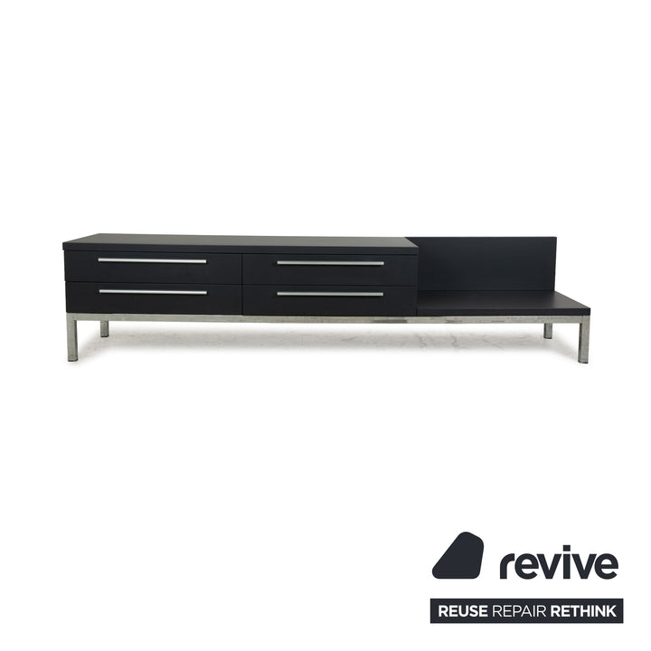 Cappellini wooden sideboard anthracite grey chrome drawers