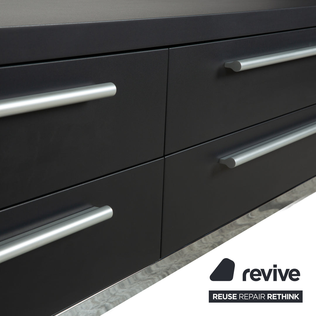 Cappellini Holz Sideboard Anthrazit Grau Chrom Schubladen
