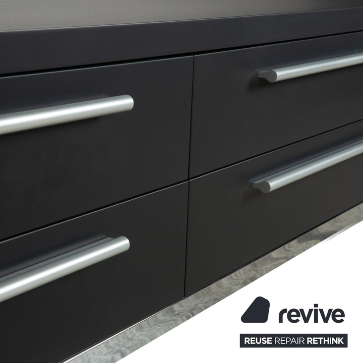Cappellini wooden sideboard anthracite grey chrome drawers