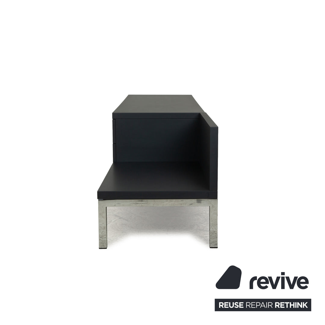 Cappellini wooden sideboard anthracite grey chrome drawers