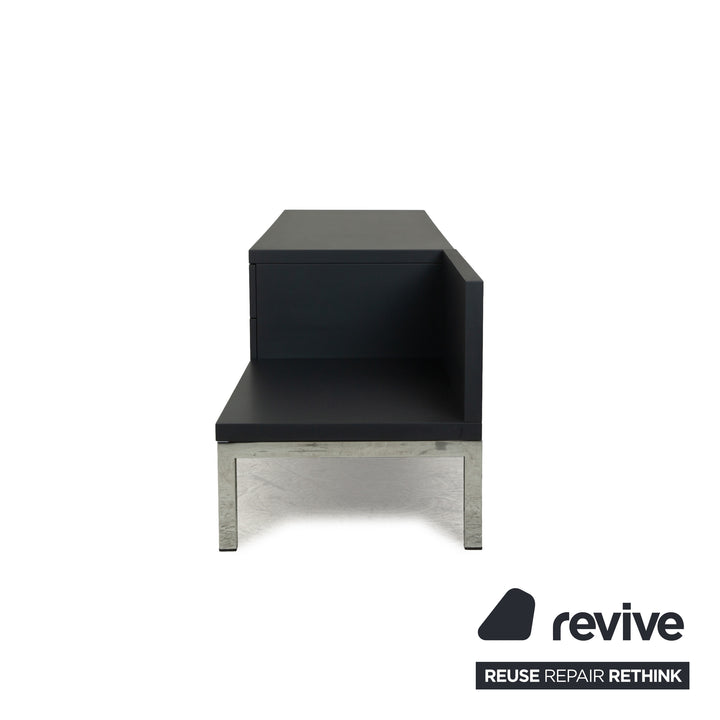 Cappellini wooden sideboard anthracite grey chrome drawers