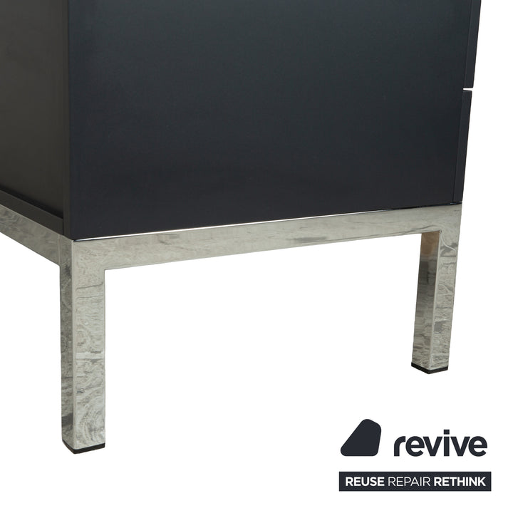 Cappellini wooden sideboard anthracite grey chrome drawers