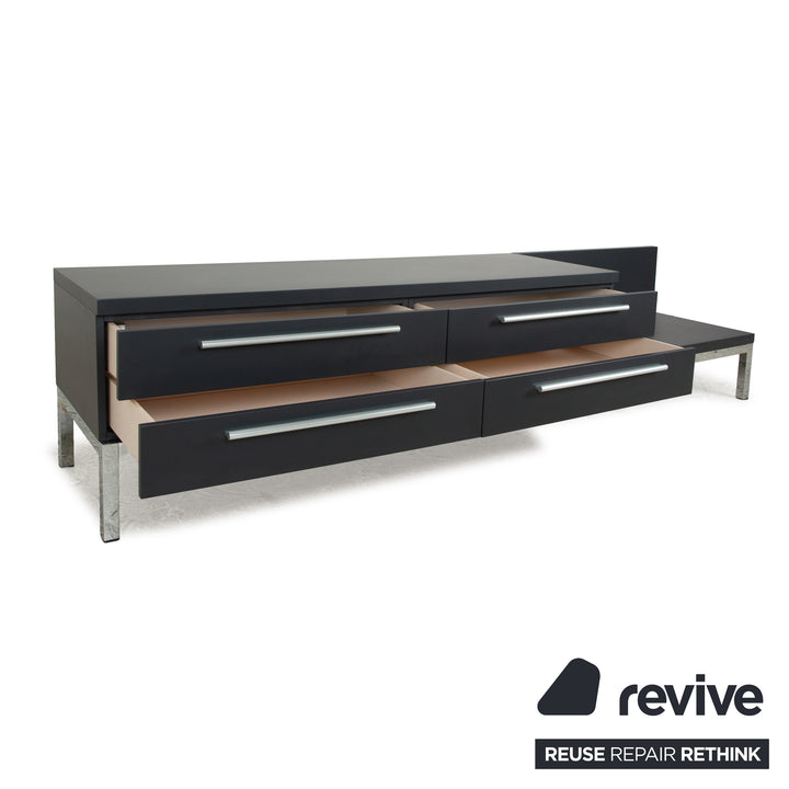 Cappellini wooden sideboard anthracite grey chrome drawers