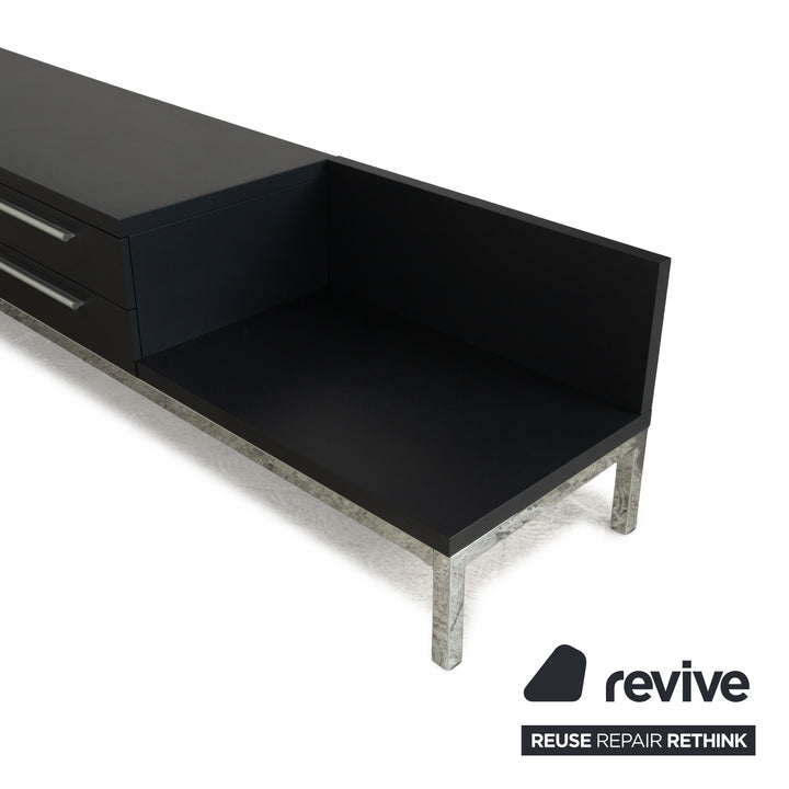 Cappellini wooden sideboard anthracite grey chrome drawers