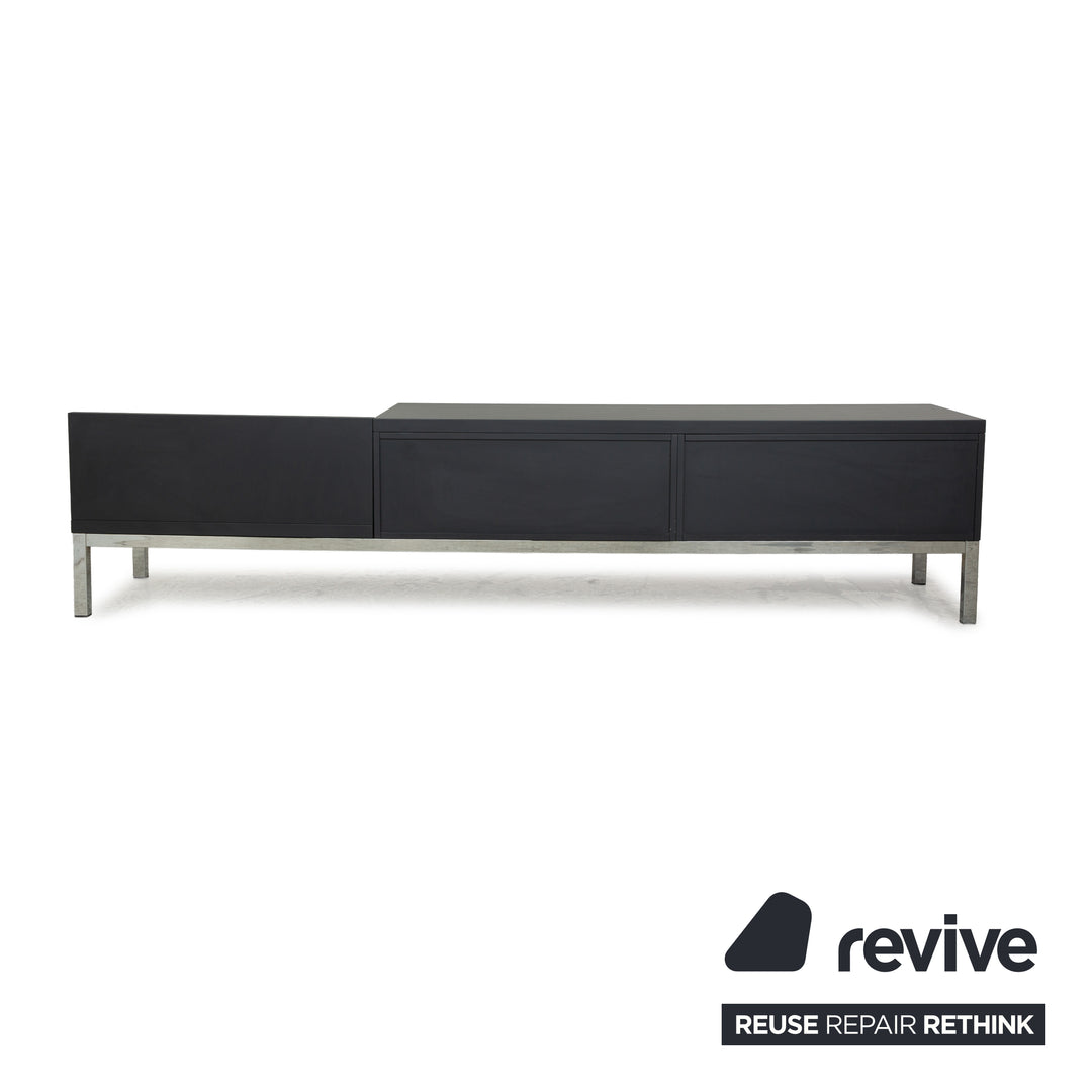 Cappellini wooden sideboard anthracite grey chrome drawers