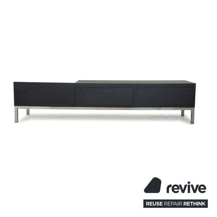 Cappellini wooden sideboard anthracite grey chrome drawers