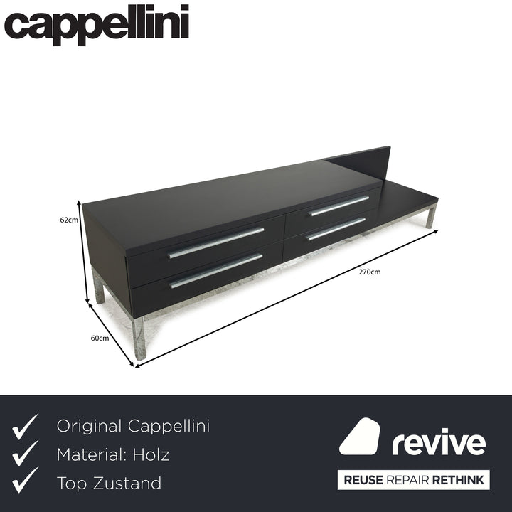 Cappellini wooden sideboard anthracite grey chrome drawers