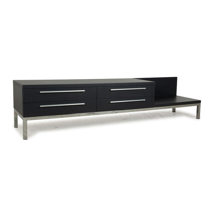 Cappellini Holz Sideboard Anthrazit Grau Chrom Schubladen