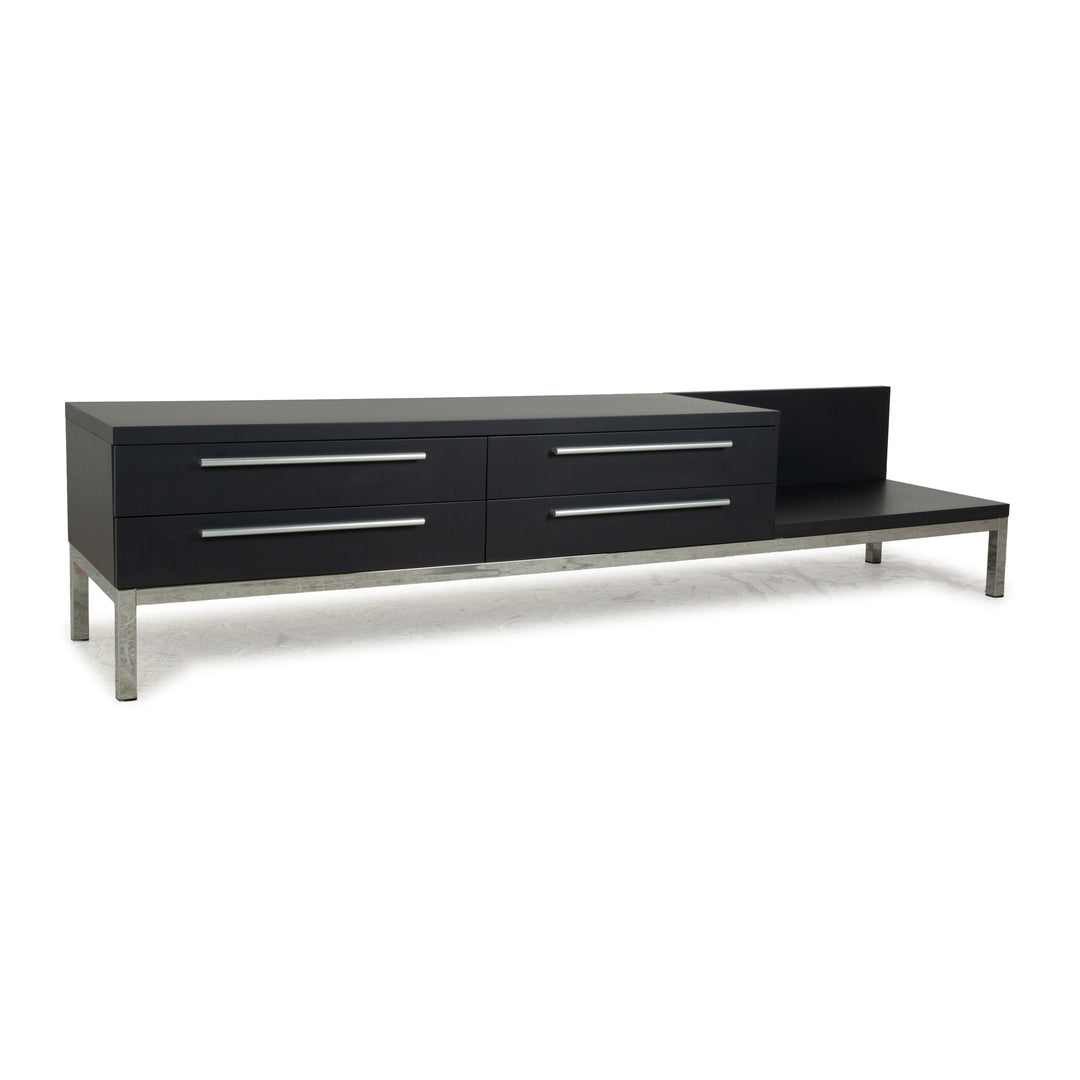Cappellini wooden sideboard anthracite grey chrome drawers
