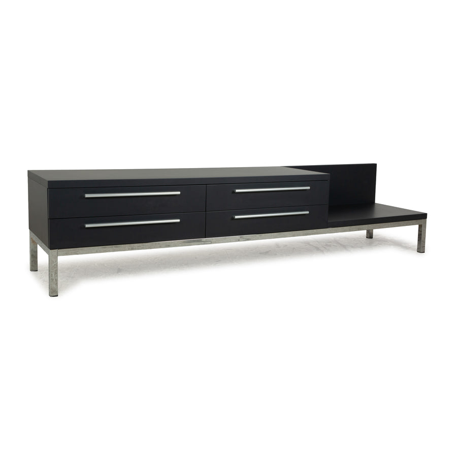 Cappellini wooden sideboard anthracite grey chrome drawers