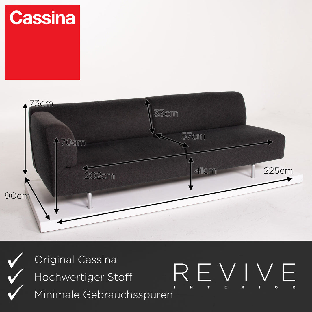 Cassina Met 250 Fabric Sofa Anthracite Three-seater Piero Lissoni Couch #14144