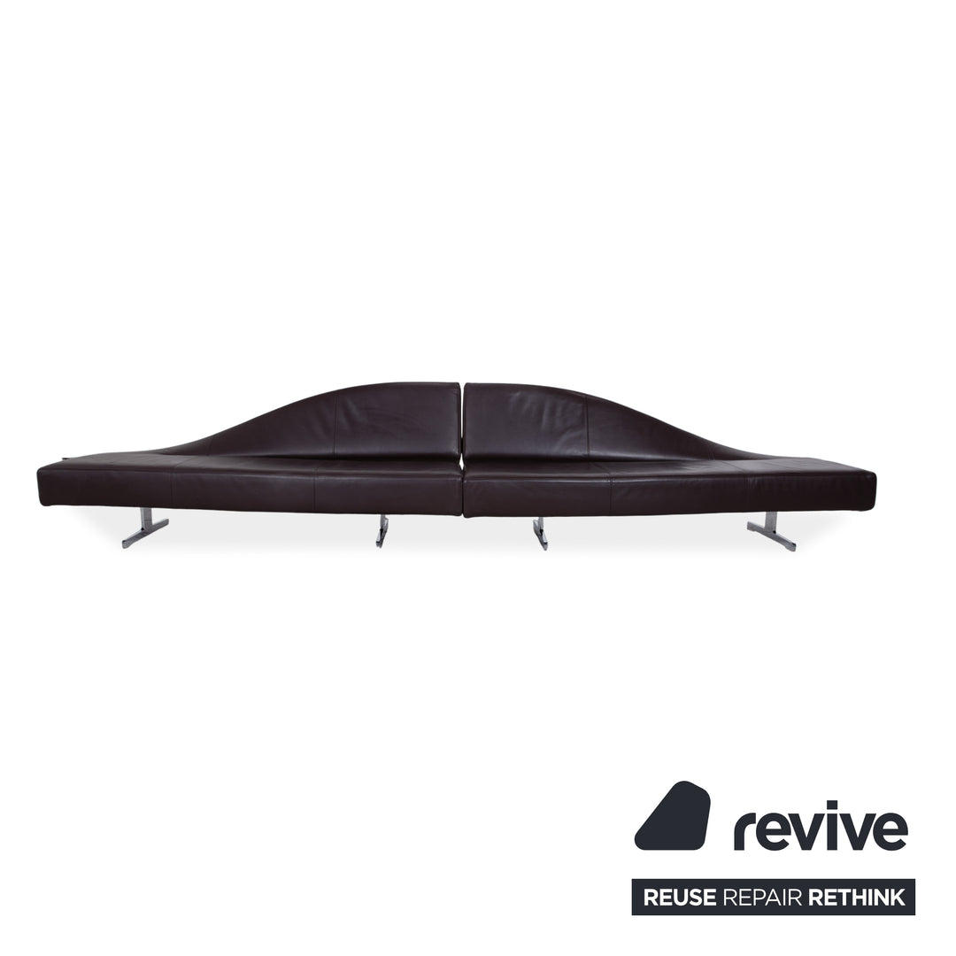 Cassina 276 Aspen Dreisitzer Leder Sofa Braun Couch by Jean Marie Massaud Rückenlehne Links