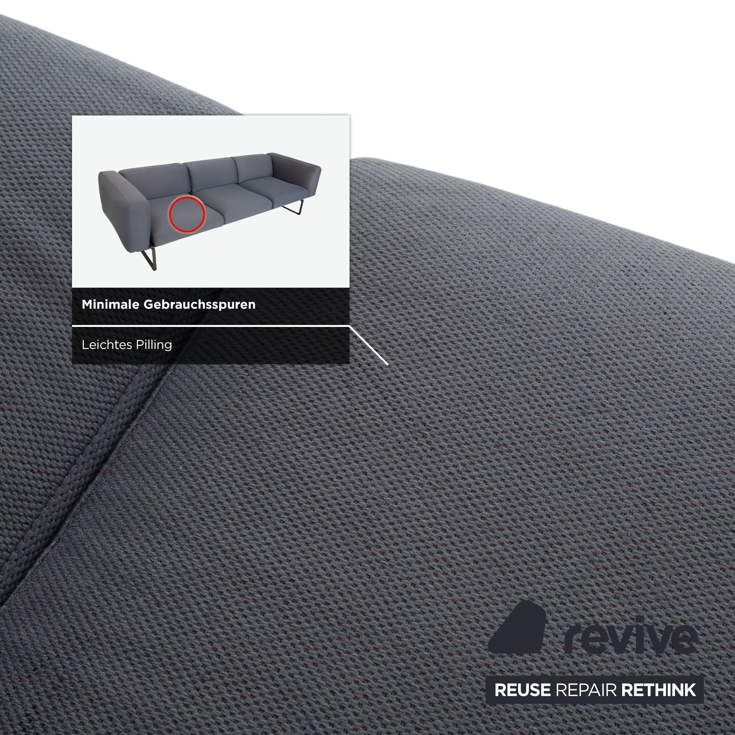 Cassina 8 Stoff Viersitzer Blau Grau Sofa Couch