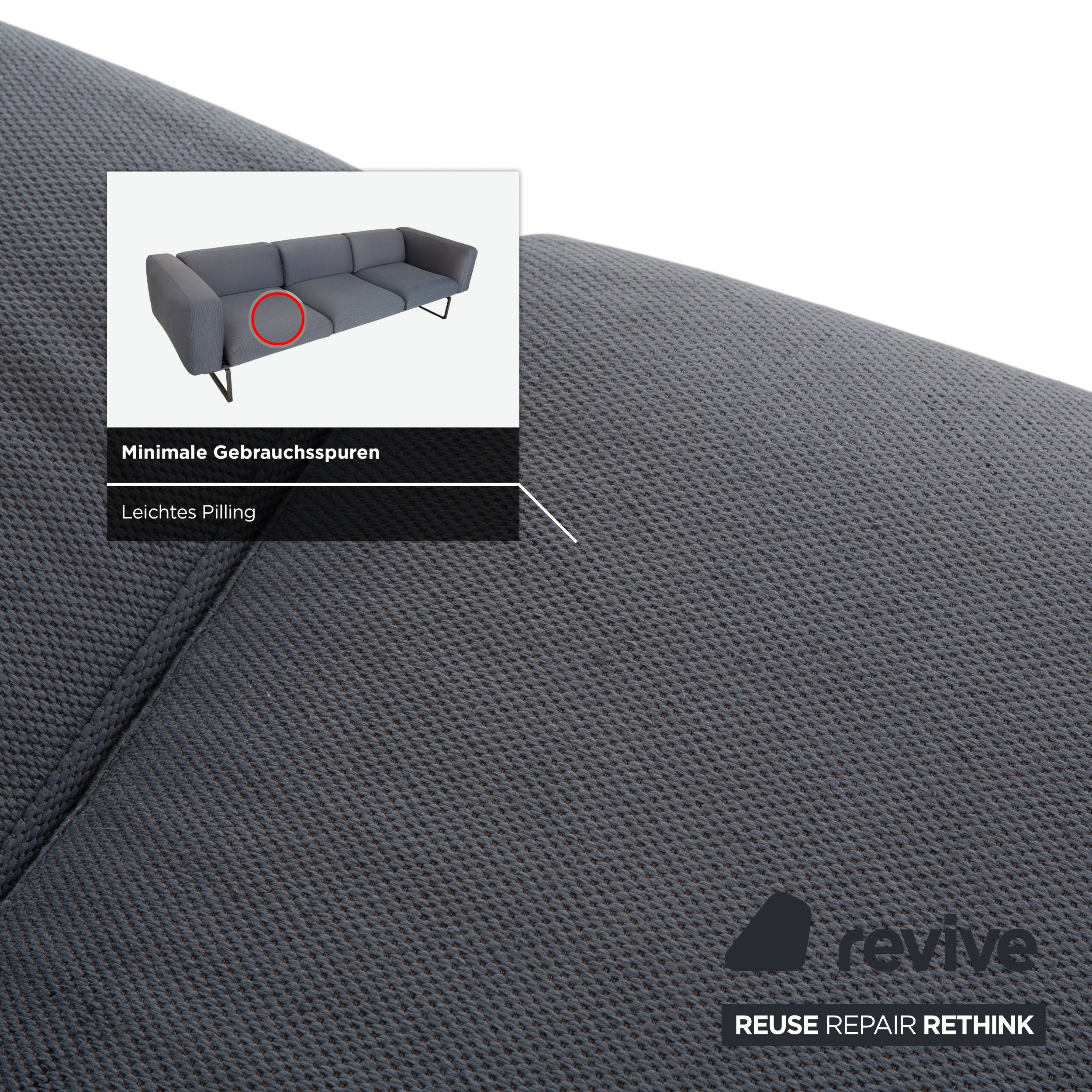 Cassina 8 Stoff Viersitzer Blau Grau Sofa Couch