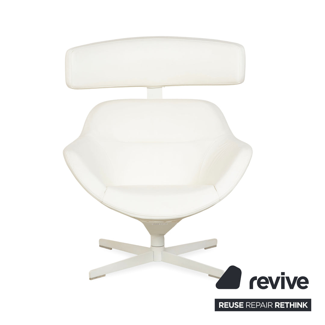 Cassina Auckland Leder Sessel Creme manuelle Funktion inkl. Hocker