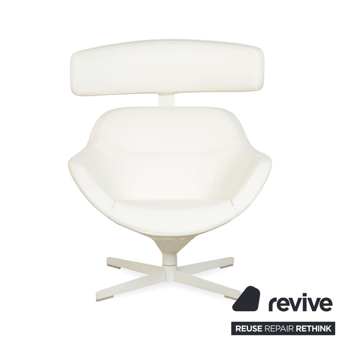 Cassina Auckland Leder Sessel Creme manuelle Funktion inkl. Hocker