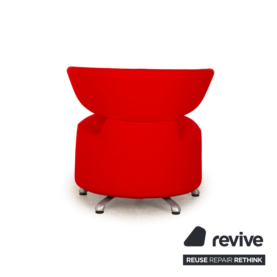 Cassina Biki fabric armchair red manual swivel function