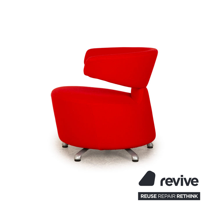 Cassina Biki fabric armchair red manual swivel function