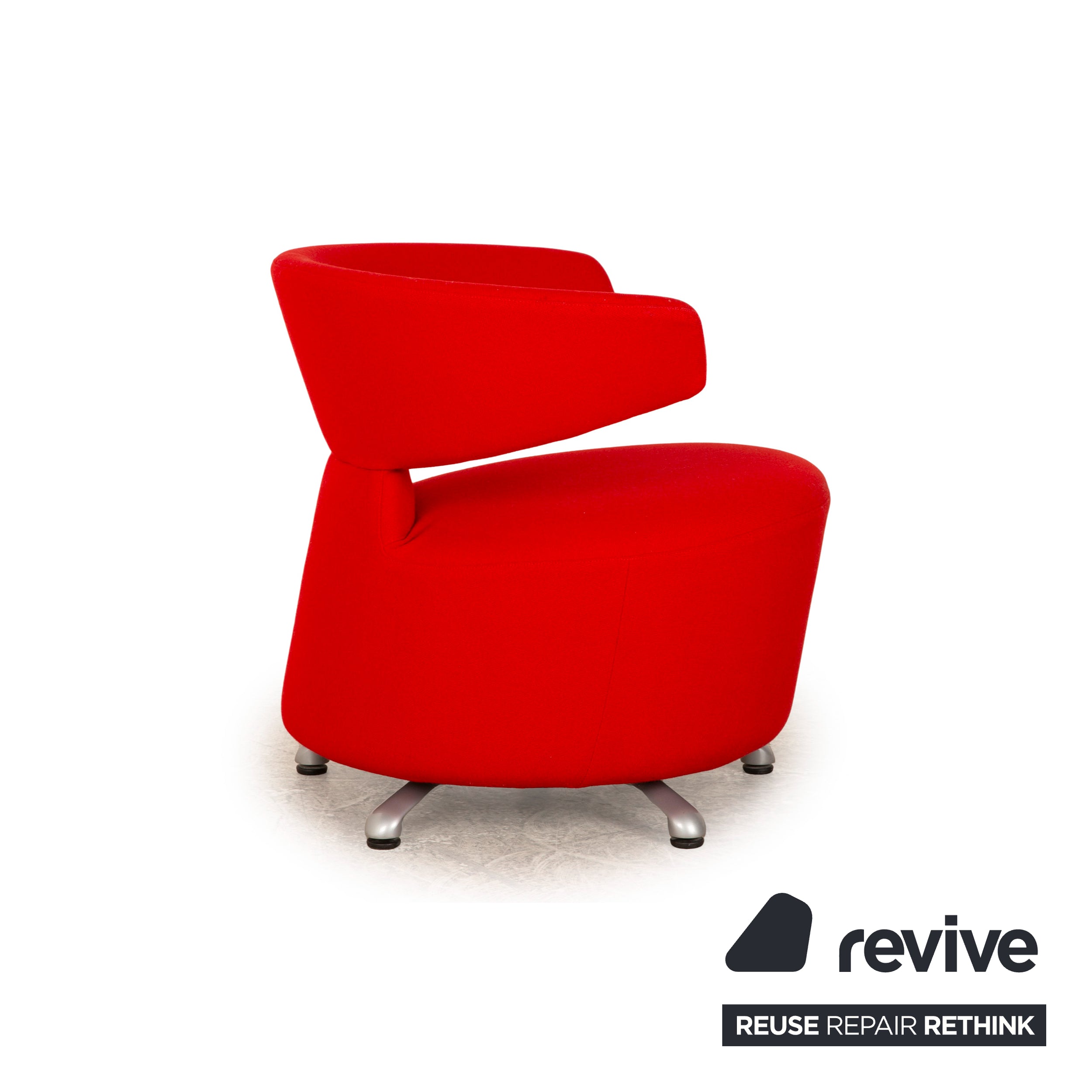 Cassina Biki fabric armchair red manual swivel function