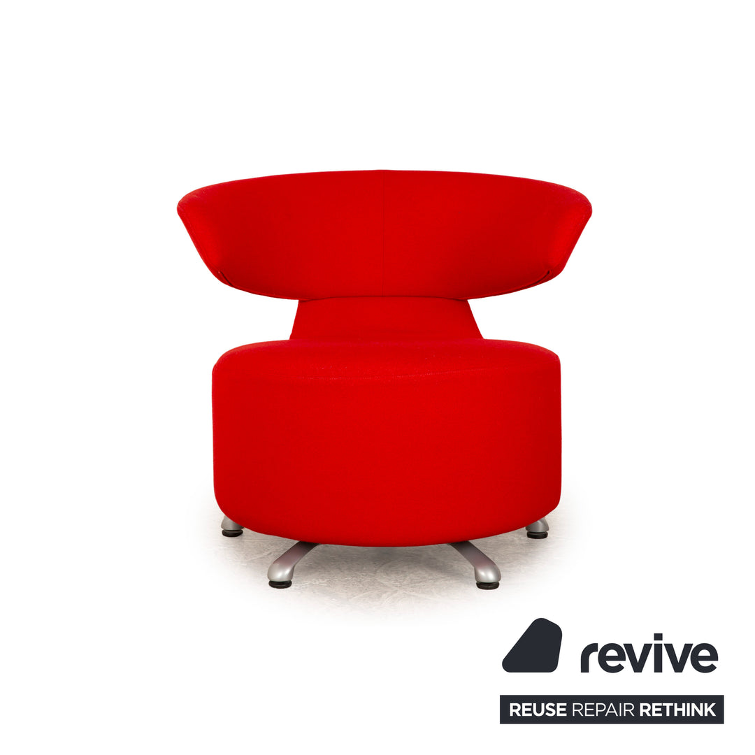 Cassina Biki fabric armchair red manual swivel function