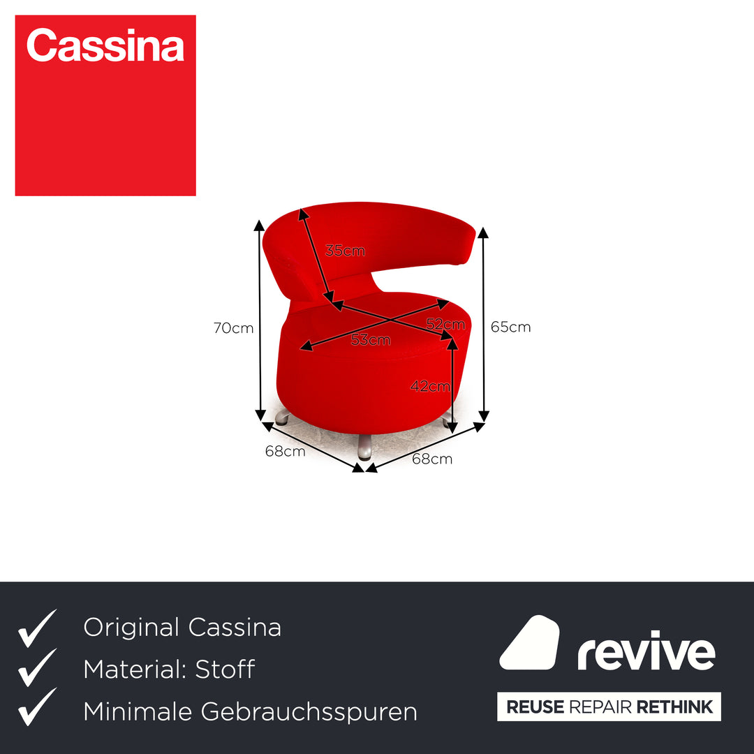 Cassina Biki fabric armchair red manual swivel function