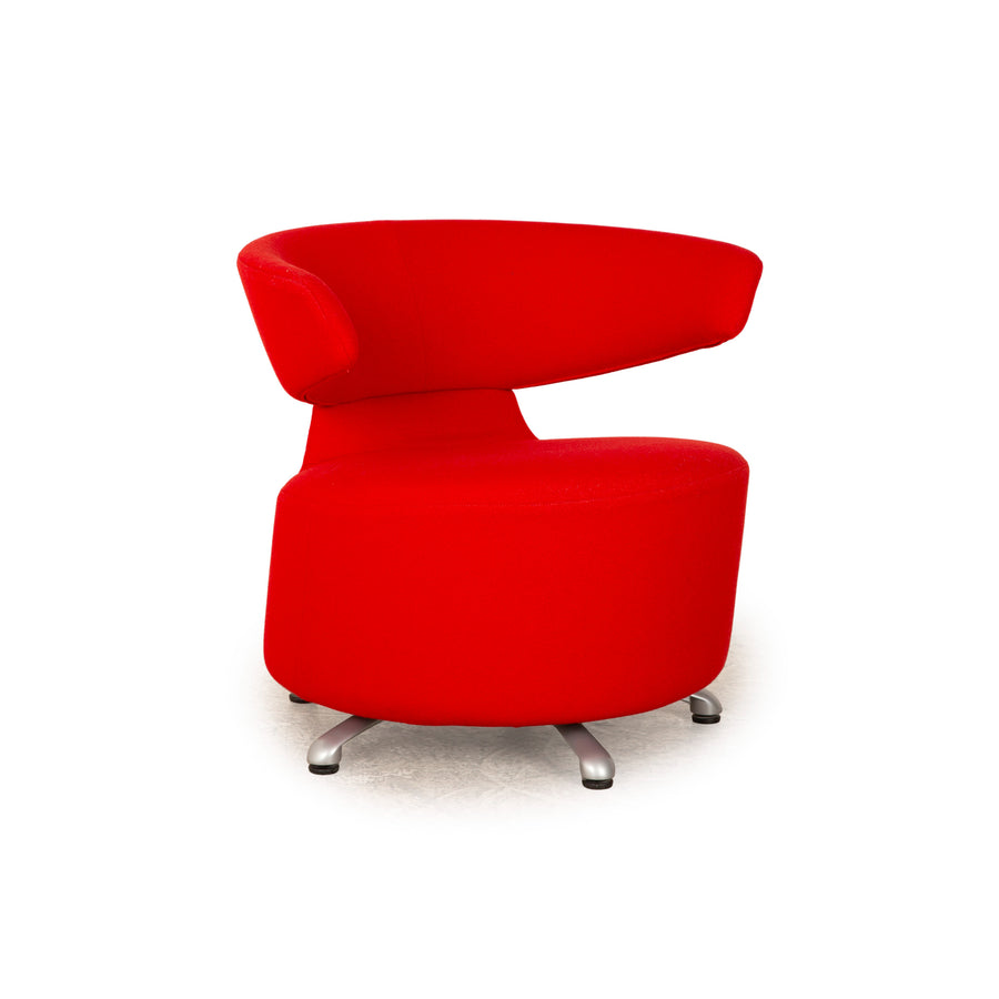 Cassina Biki fabric armchair red manual swivel function