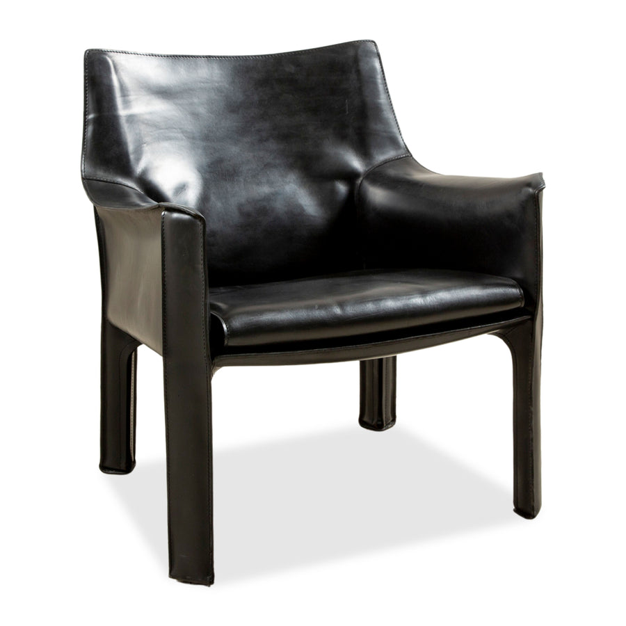 Cassina Cab 414 Leather Armchair Chair Black Saddle Leather