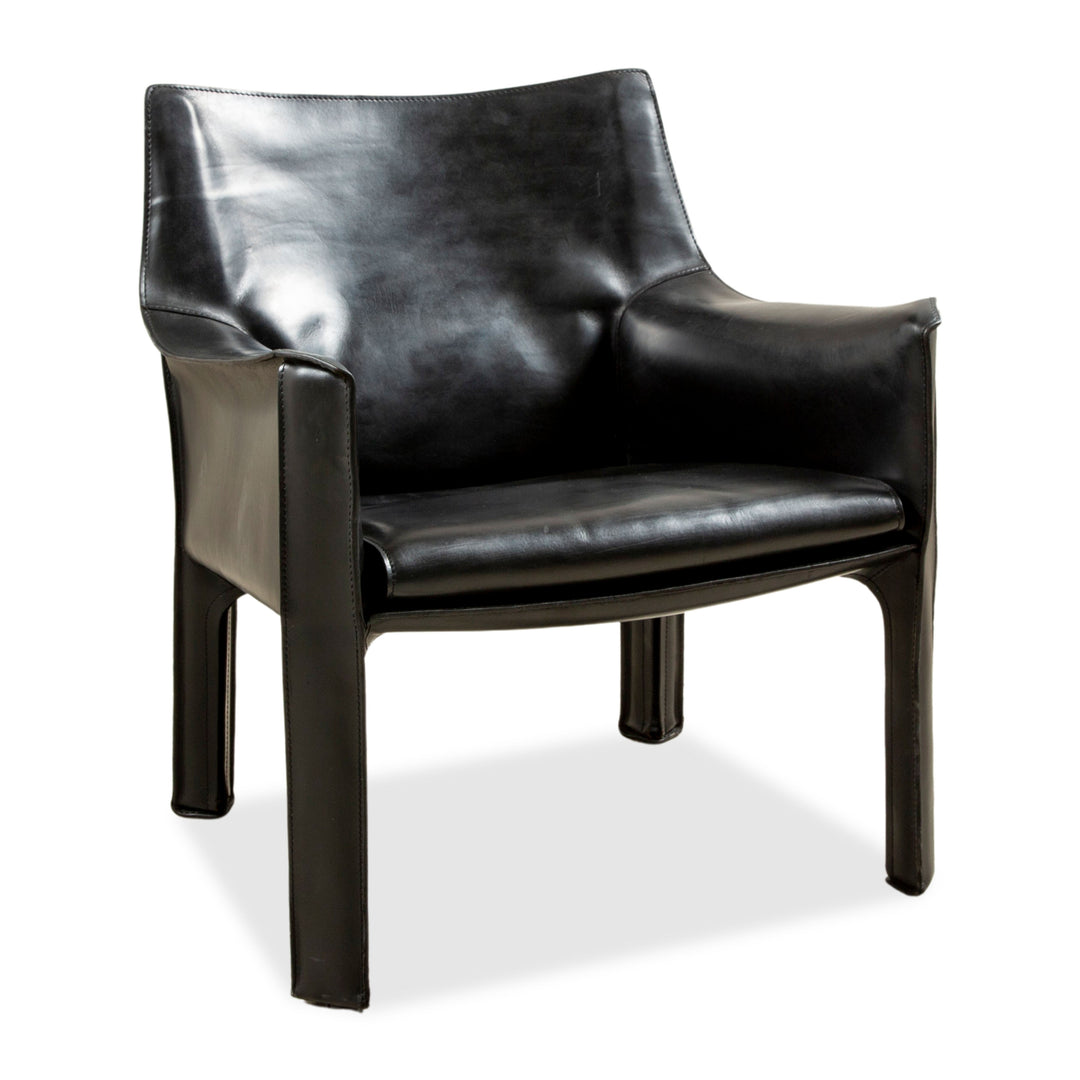 Cassina Cab 414 Leder Sessel Stuhl Schwarz Kernleder