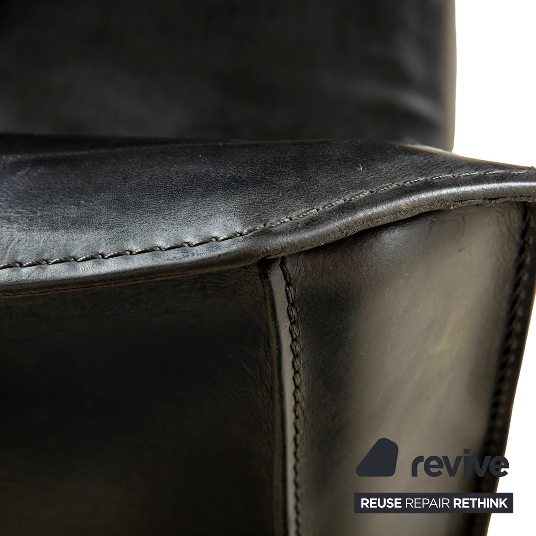 Cassina Cab 414 Leder Sessel Stuhl Schwarz Kernleder