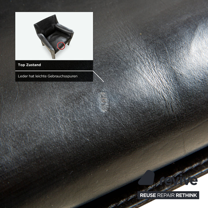 Cassina Cab 414 Leder Sessel Stuhl Schwarz Kernleder