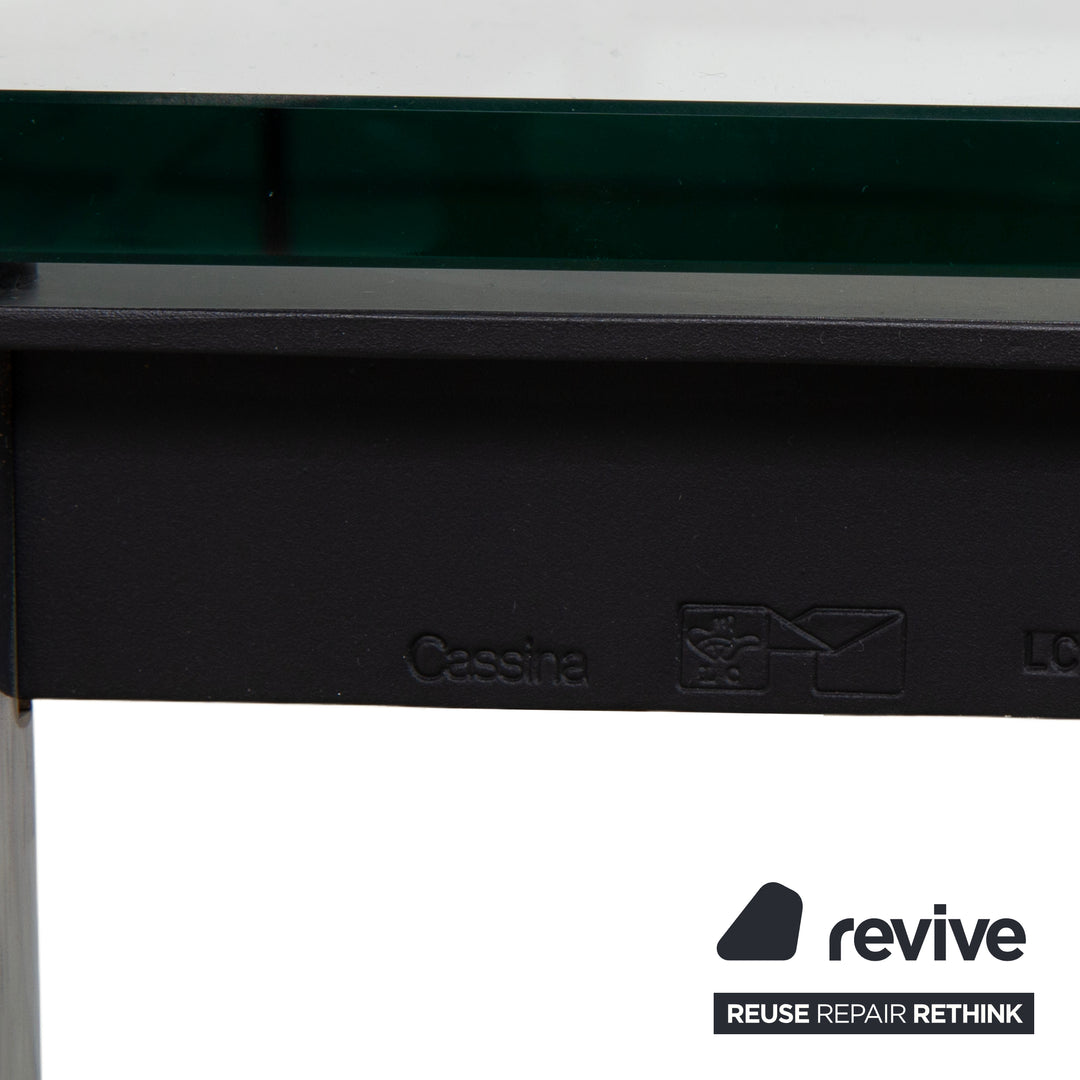 Table basse Cassina LC 10-P en verre chromé argenté et noir style Bauhaus