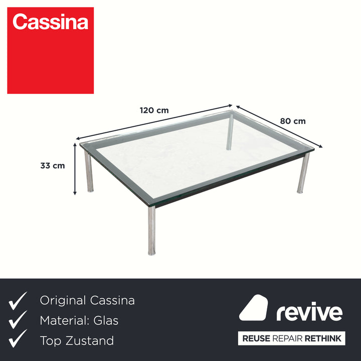 Table basse Cassina LC 10-P en verre chromé argenté et noir style Bauhaus