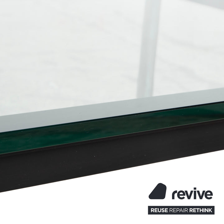 Table basse Cassina LC 10-P en verre chromé argenté et noir style Bauhaus