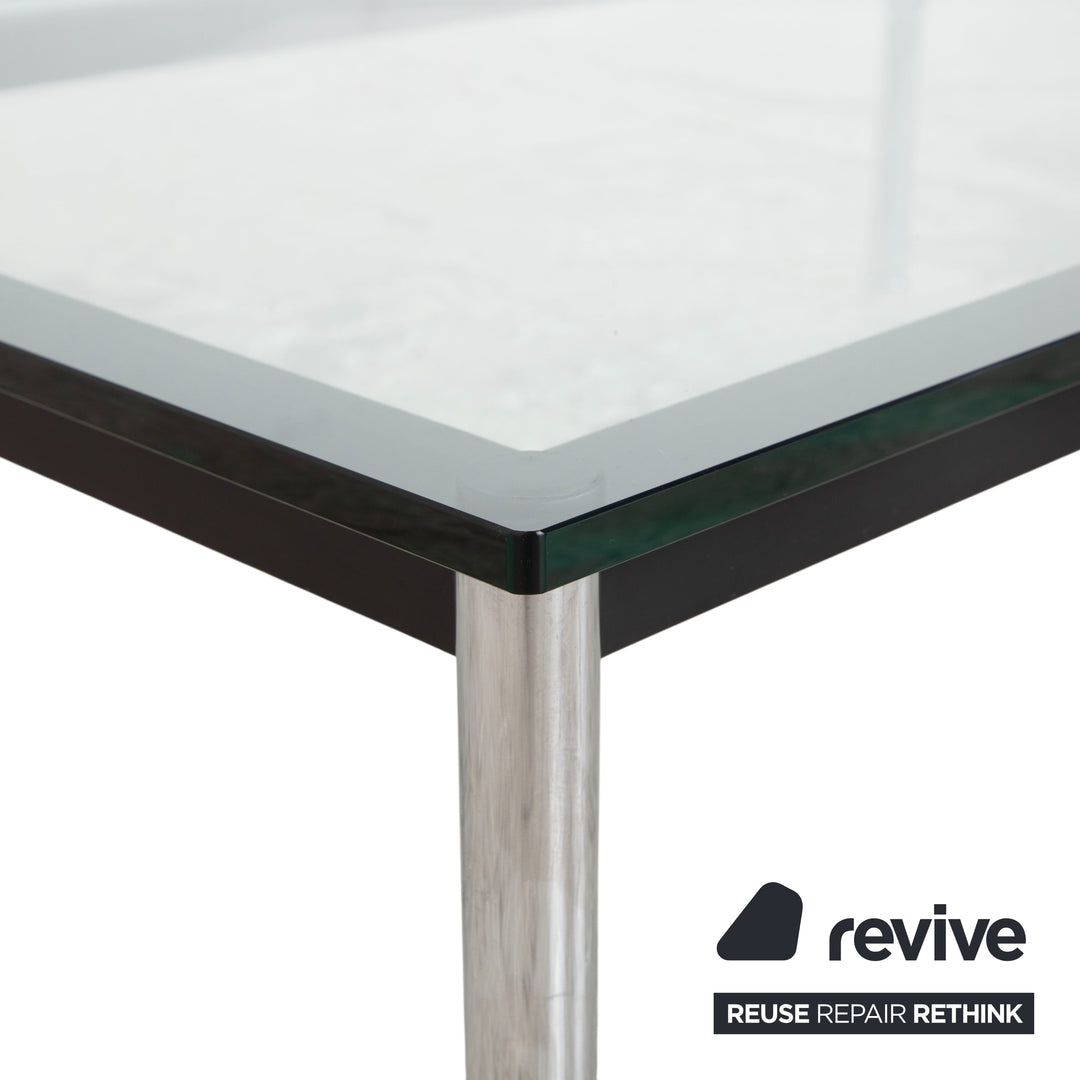 Table basse Cassina LC 10-P en verre chromé argenté et noir style Bauhaus