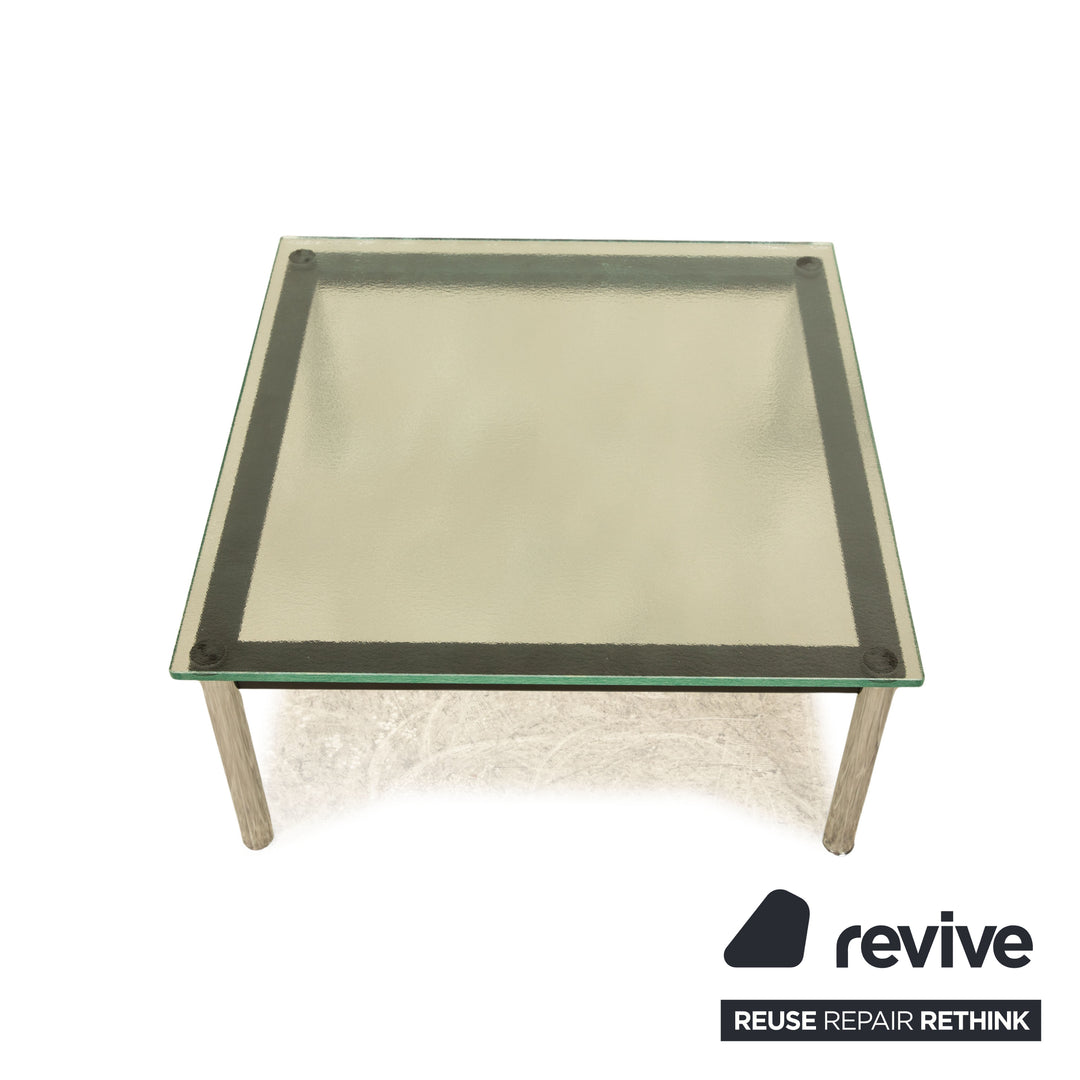 Cassina LC 10-P glass coffee table silver