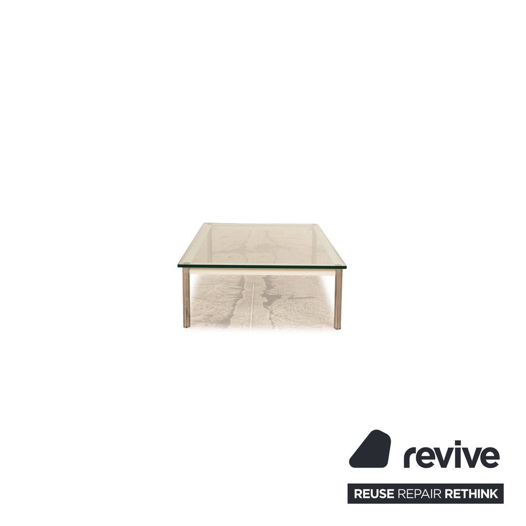 Cassina LC 10-P Table Basse en Verre Blanc Gris Argenté