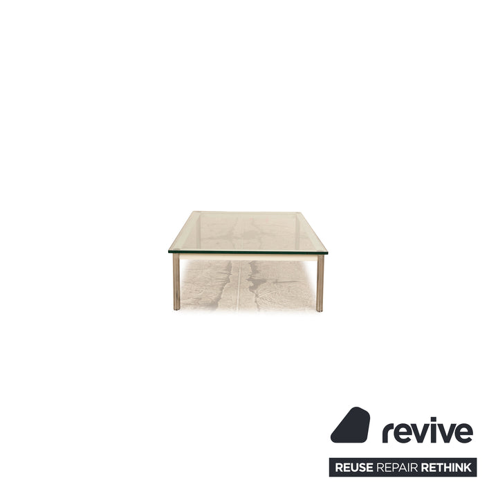 Cassina LC 10-P glass coffee table white silver grey