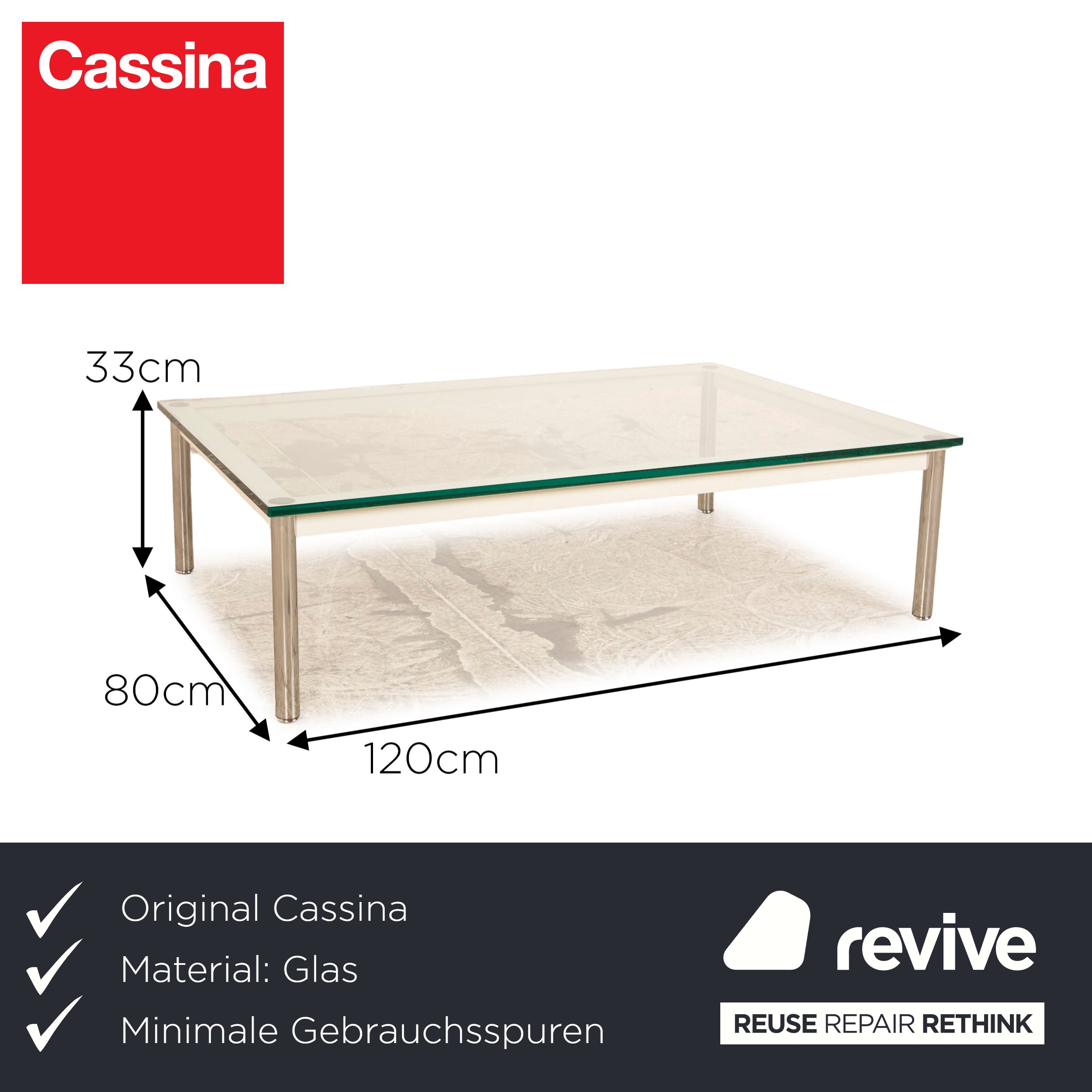 Cassina LC 10-P glass coffee table white silver grey