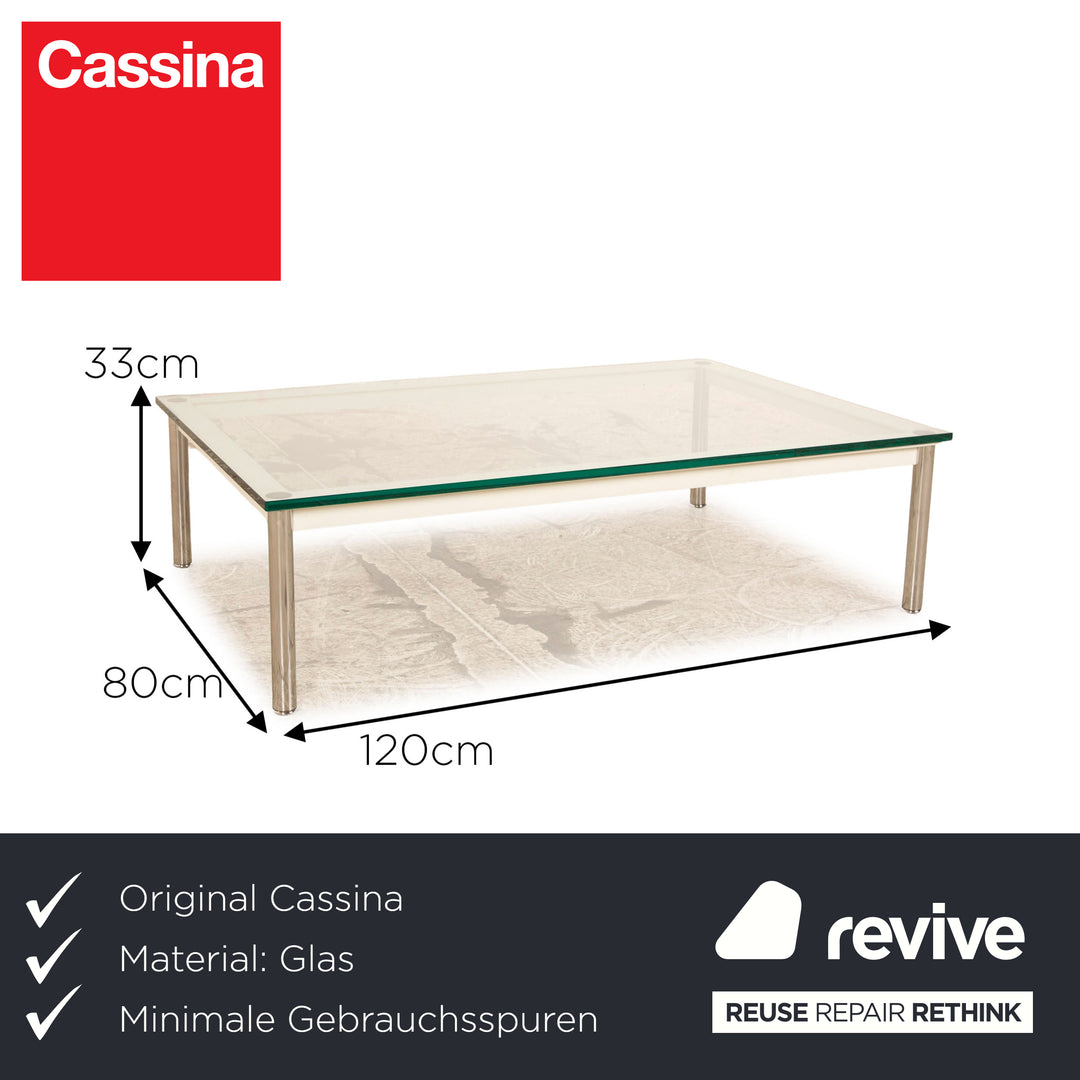 Cassina LC 10-P Table Basse en Verre Blanc Gris Argenté