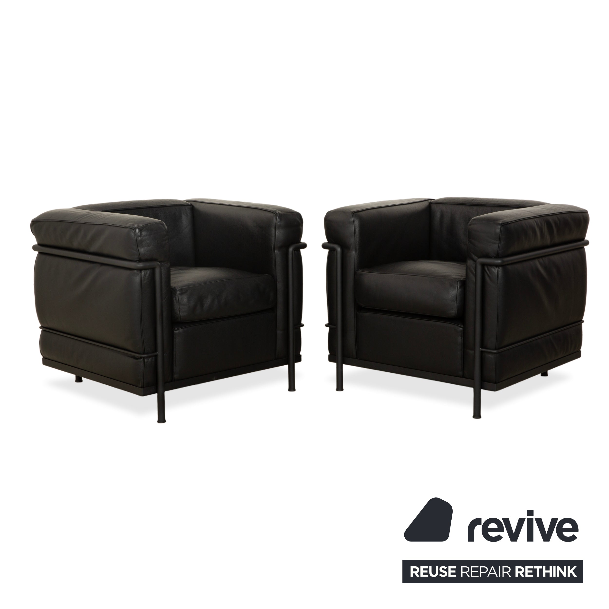 Cassina LC 2 Leather 2x Armchair Black