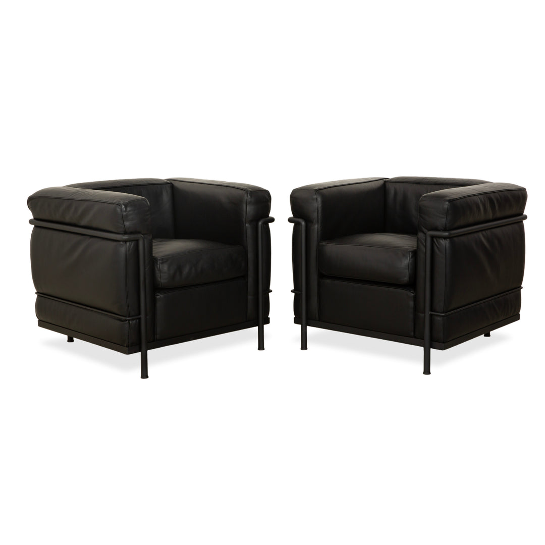 Cassina LC 2 Leather 2x Armchair Black