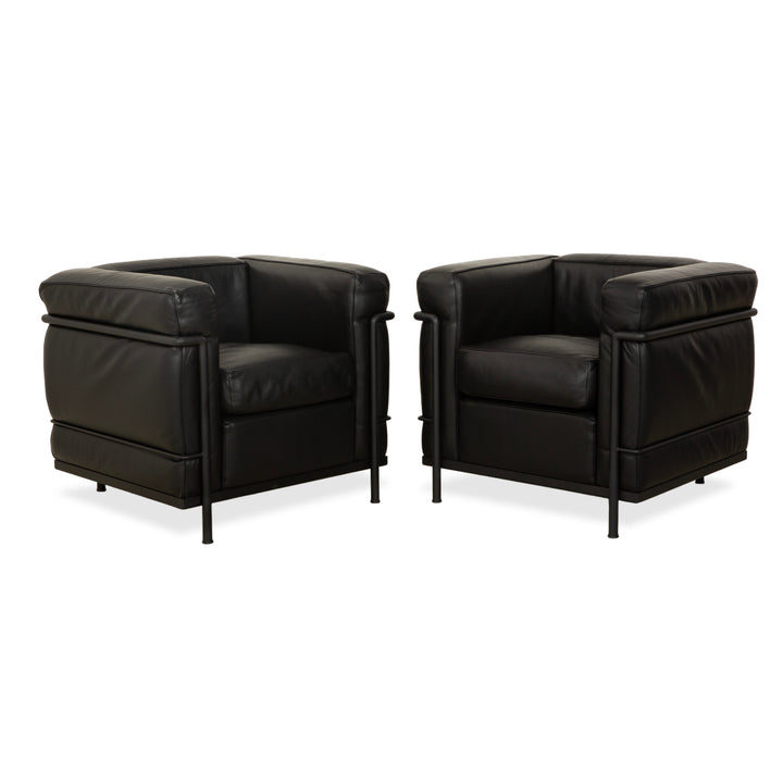 Cassina LC 2 Leather 2x Armchair Black