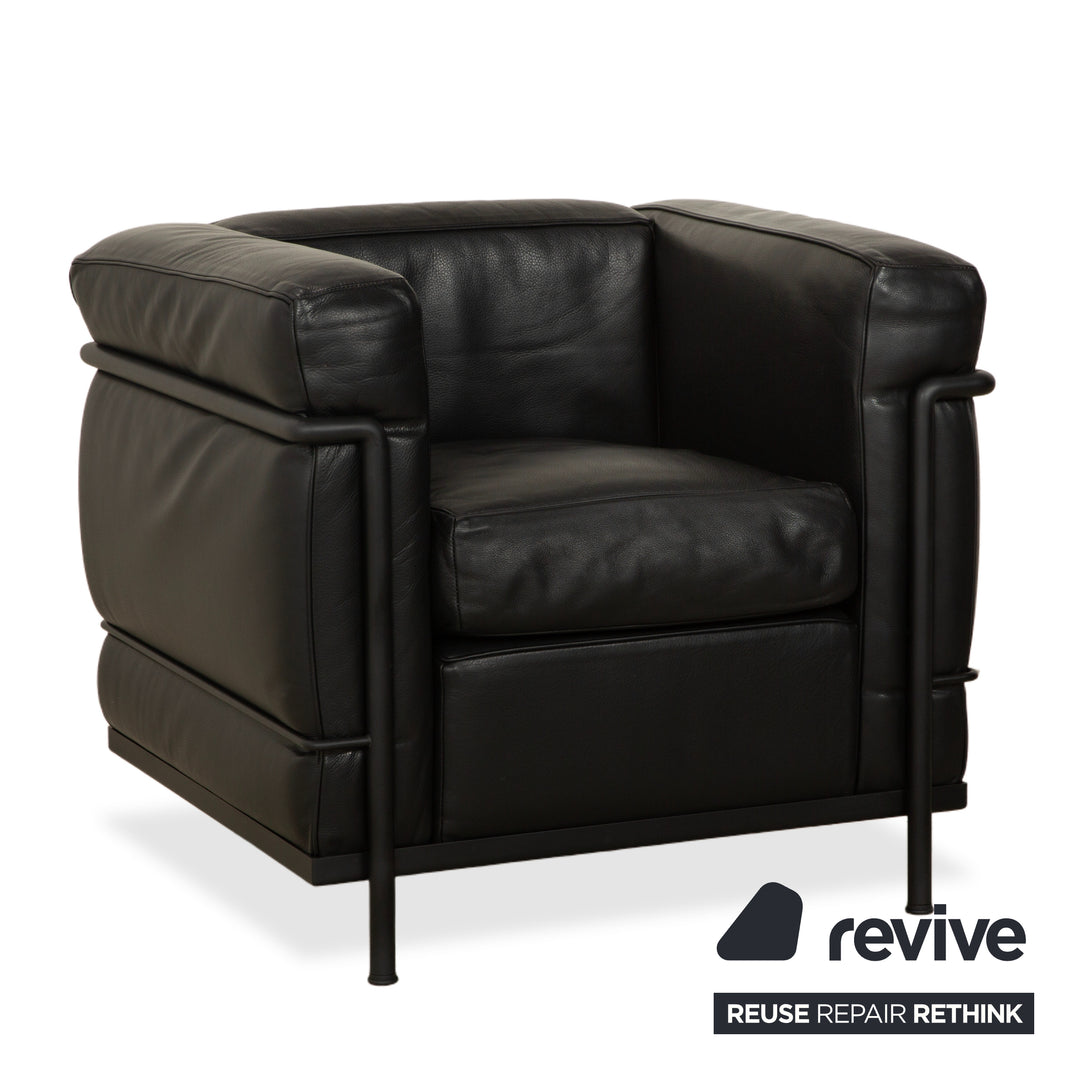 Cassina LC 2 Leather 2x Armchair Black