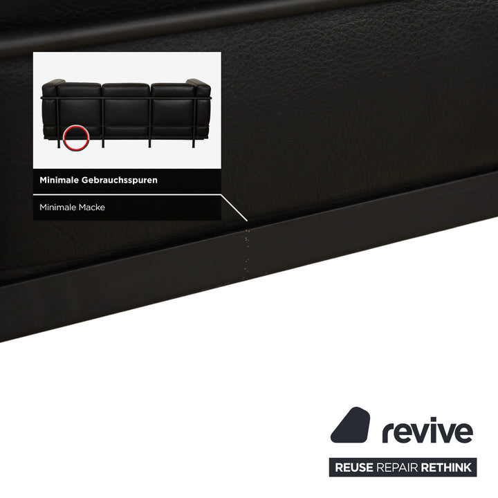 Cassina LC 2 Leder Dreisitzer mit Sessel Schwarz Sofa Couch