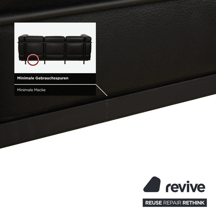 Canapé trois places en cuir noir Cassina LC 2