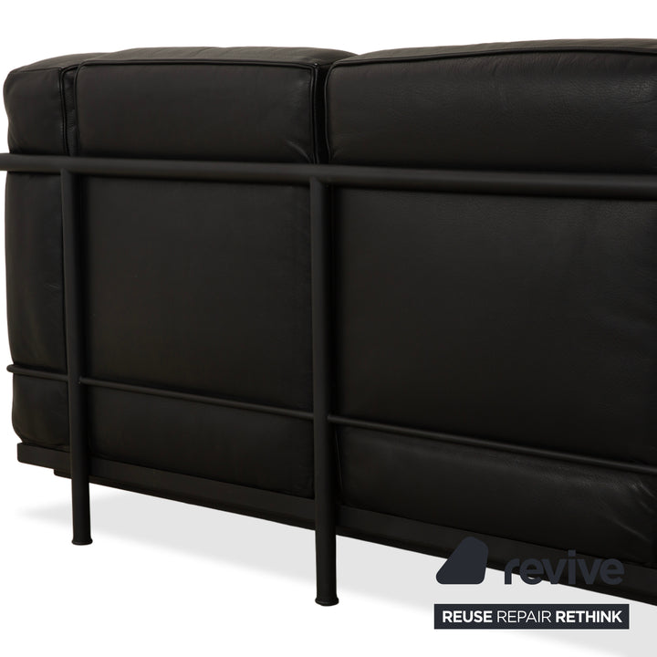 Cassina LC 2 Leder Dreisitzer Schwarz Sofa Couch