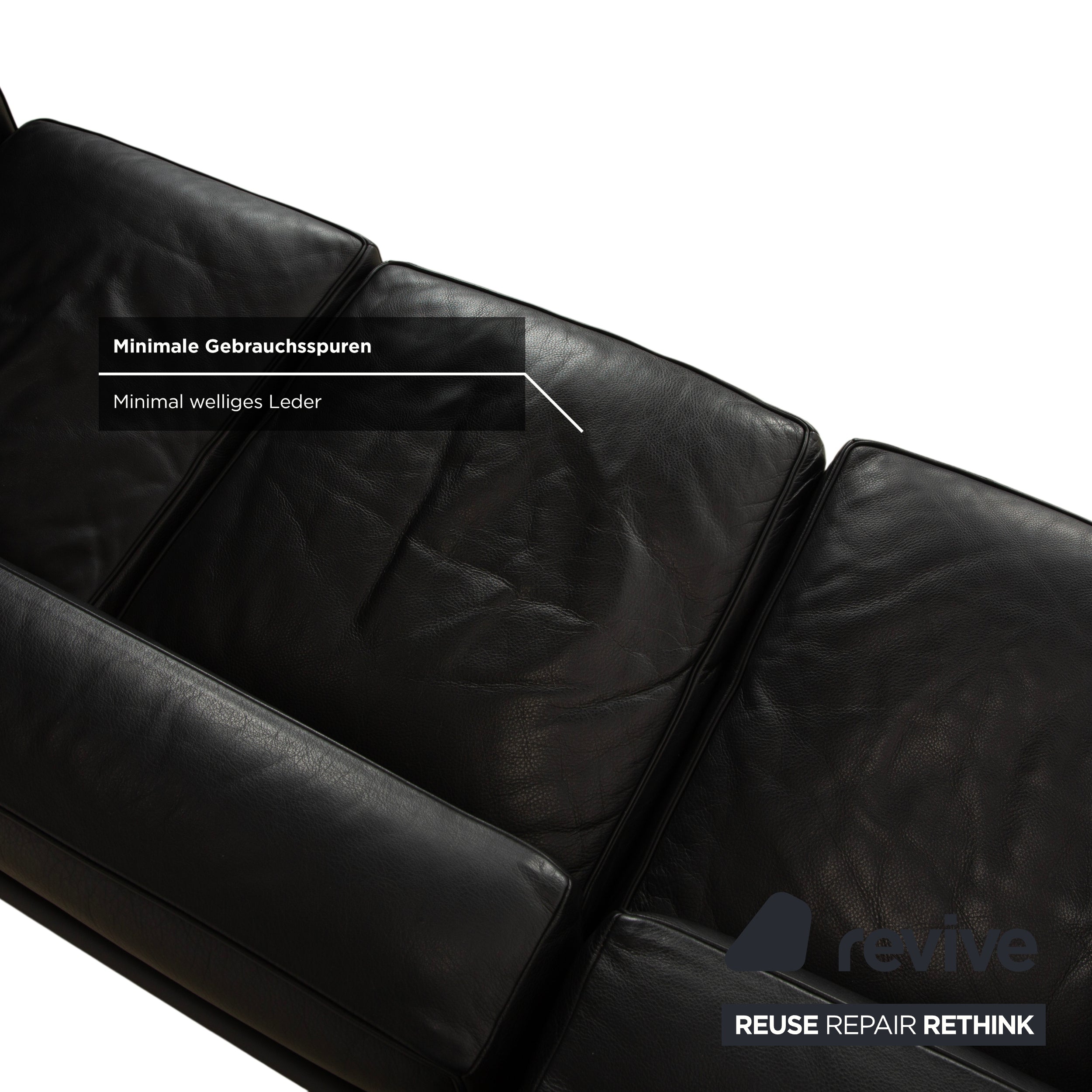 Cassina LC 2 Leder Dreisitzer Schwarz Sofa Couch