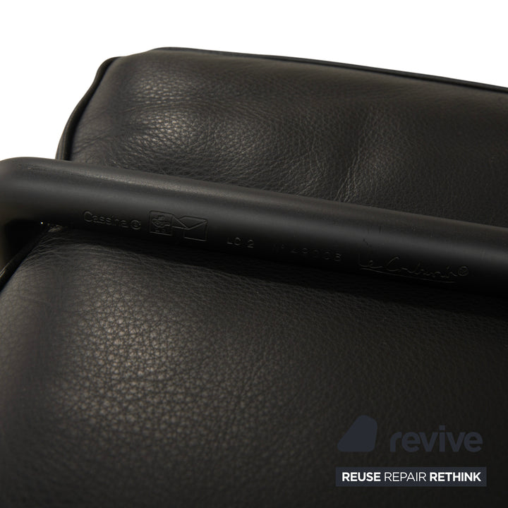 Cassina LC 2 Leder Dreisitzer Schwarz Sofa Couch
