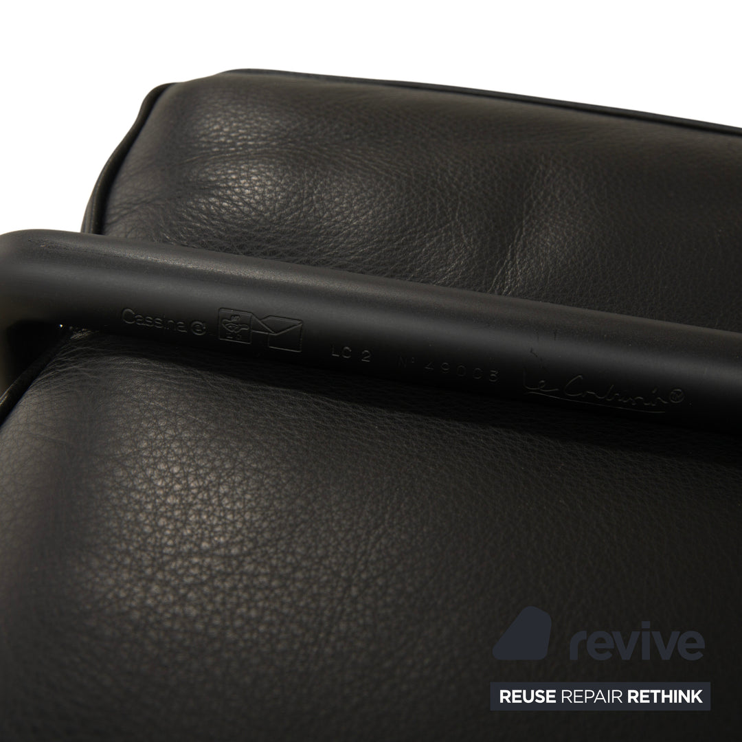 Cassina LC 2 Leder Dreisitzer Schwarz Sofa Couch