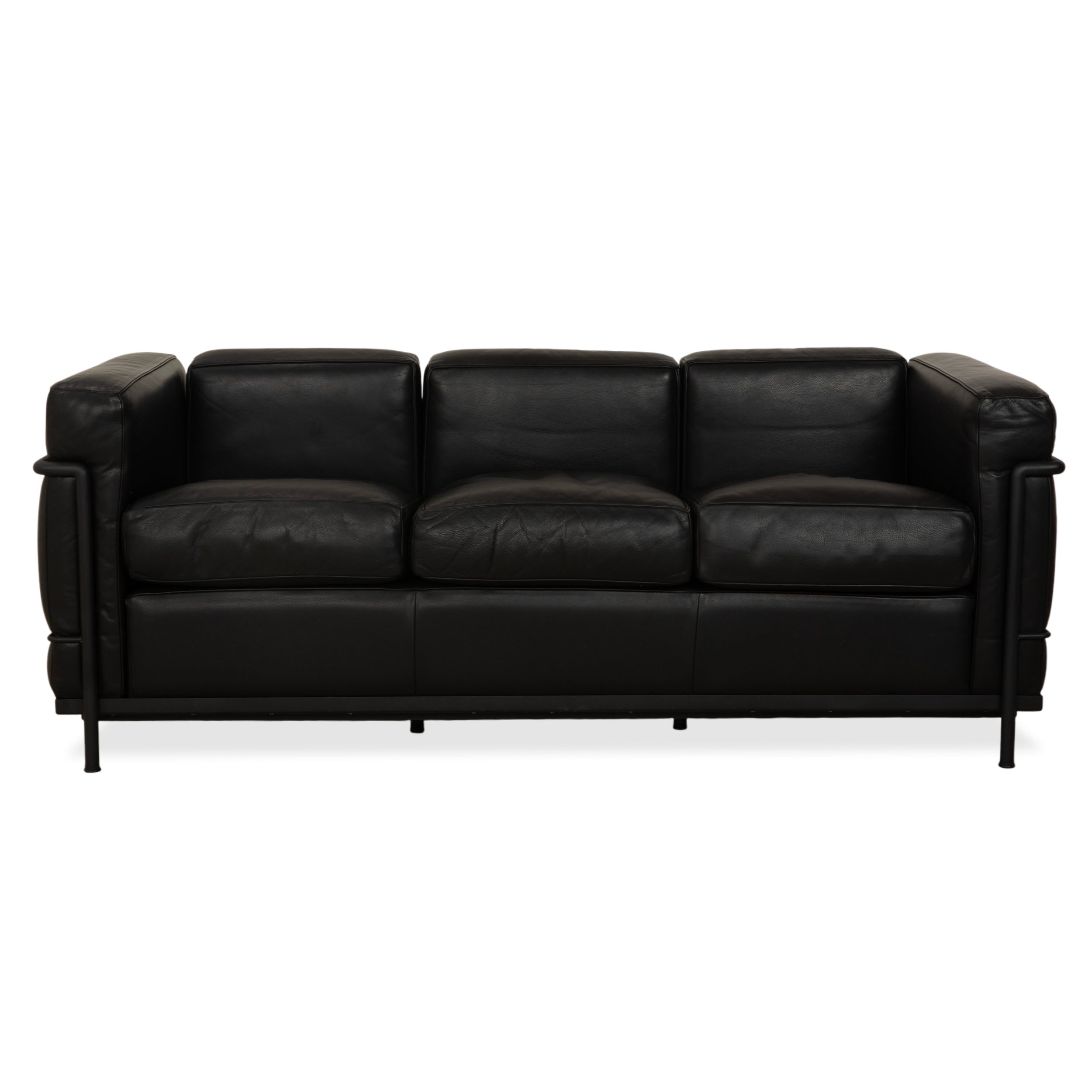 Canapé trois places en cuir noir Cassina LC 2